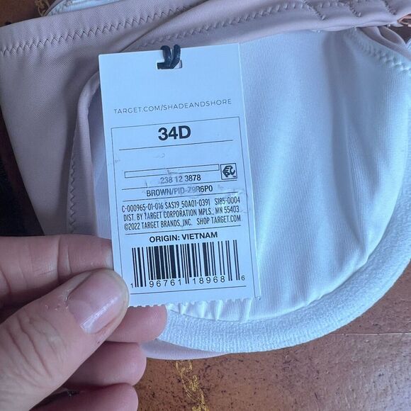 Shade & Shore NWT Blush Pink Boned Tie Neck Bikini Top Size 34D - Picture 8 of 11